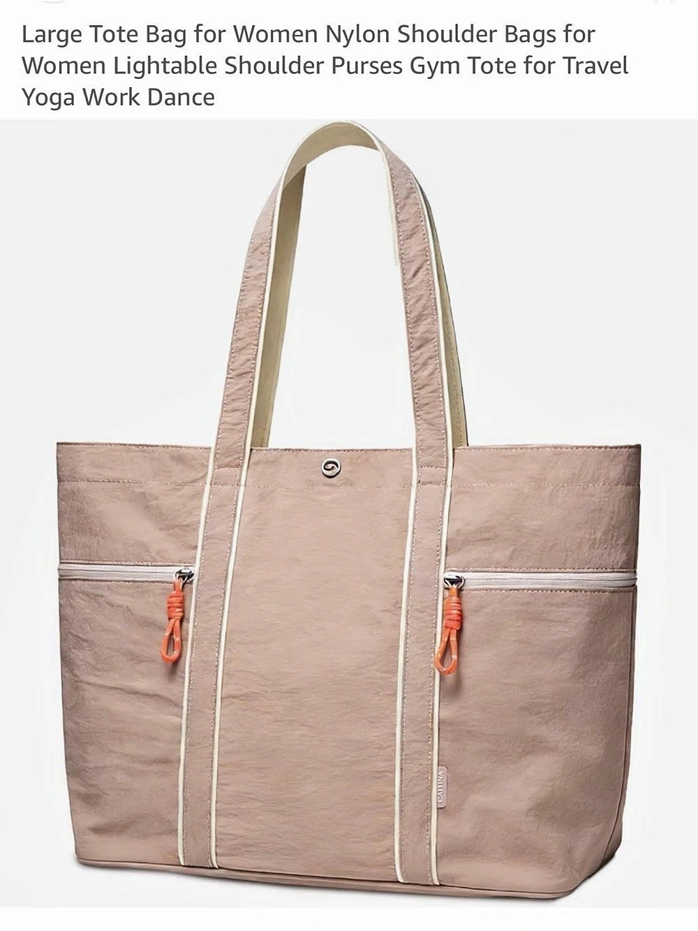 Caitina Large Tote Bag for Women Nylon Shoulder Bags Large Nylon Tote Bag Pink